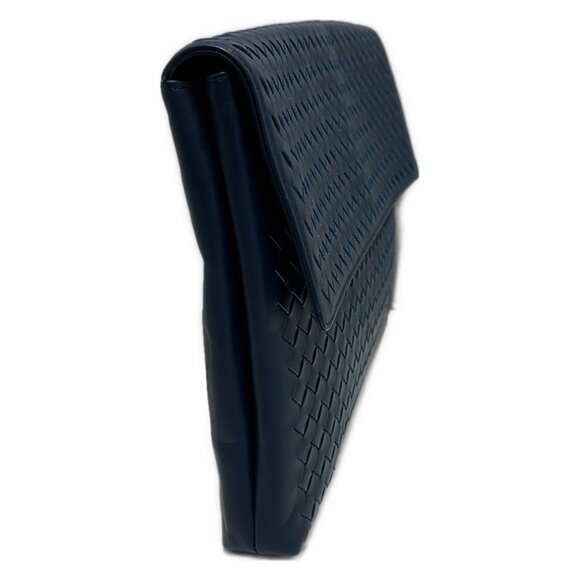 Auth BOTTEGA VENETA Intrecciato - Blue Leather B********* Clutch Bag - Picture 4 of 7